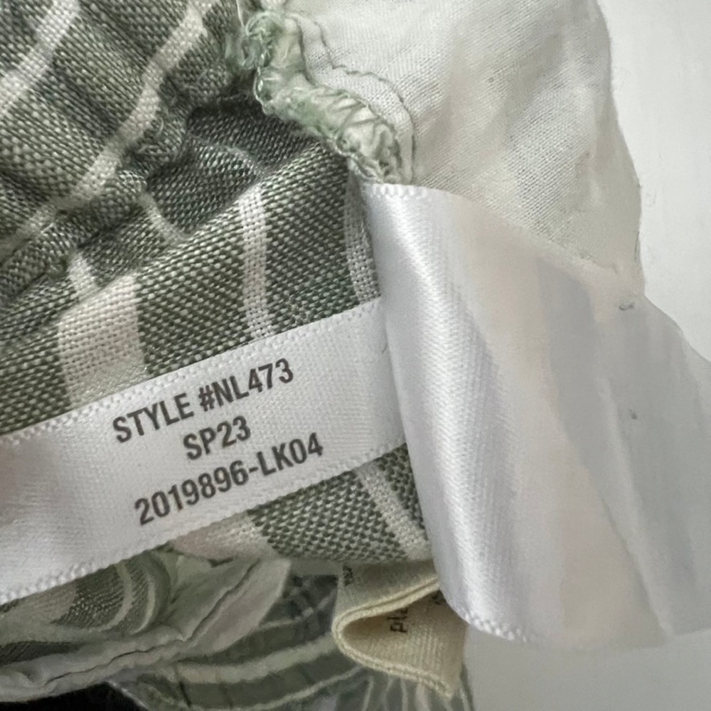 Madewell Striped Tapered Pants Women 6 Green White Linen Blend Pleated No Belt - Picture 5 of 10